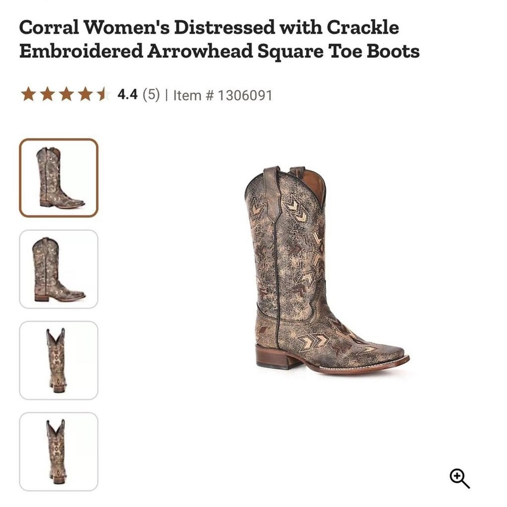 Corral Crackle Embroidered Boots in Brown